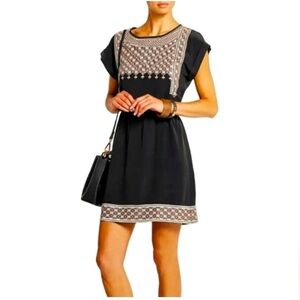 Madewell silk boho Embroidered Starflower floral elastic waist dress